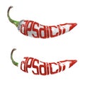 A Ã¢â¬ÅcapsaicinÃ¢â¬Â word shaped as a chili pepper